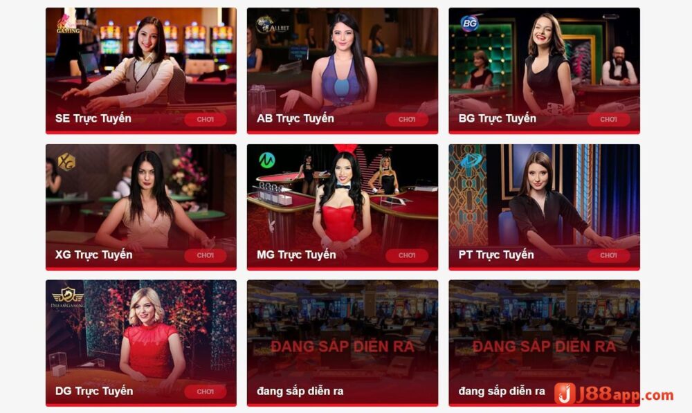 Liên kết nhiều nhà phát hành để mang đến các sản phẩm live casino J88 chất lượng 