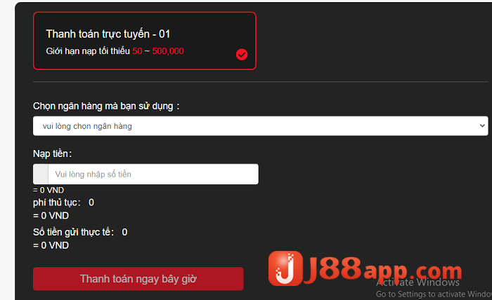 Nạp tiền J88 qua cổng thanh toán trực tuyến